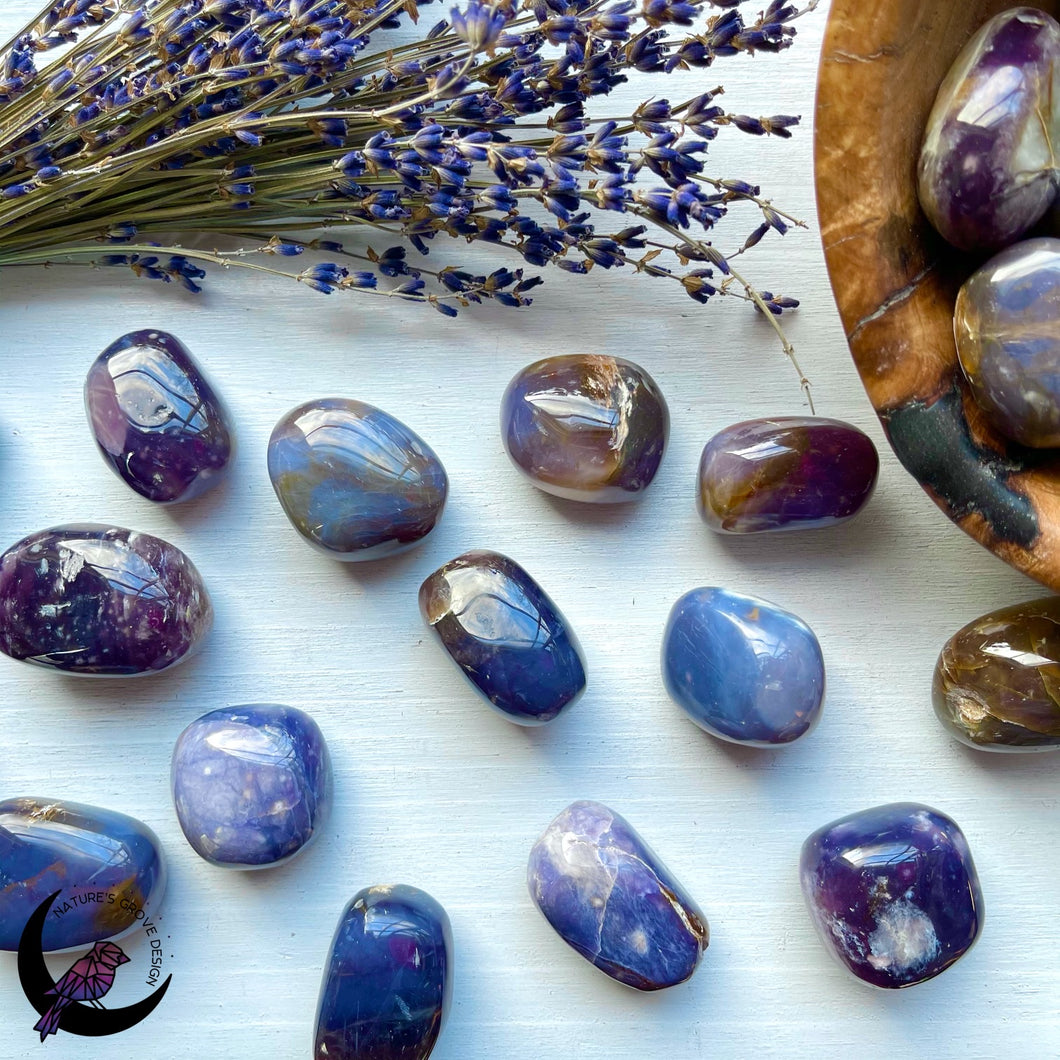 Opalized Purple Agate Palm Stone